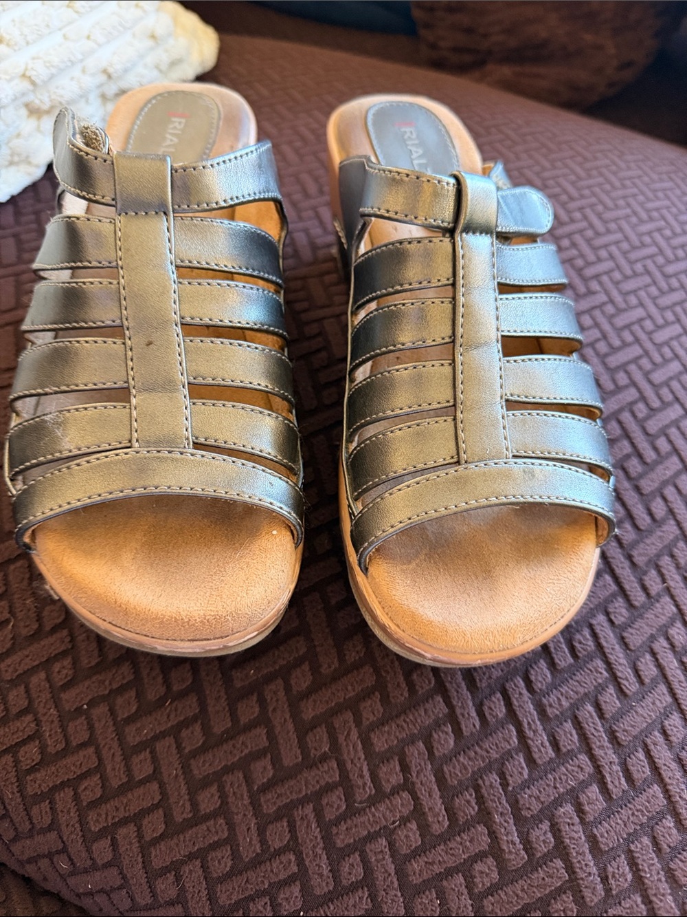 Rialto Metallic Gray Multi-Strap Slide Mule
